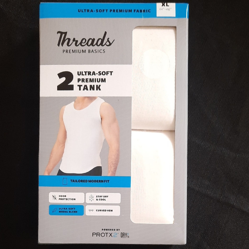 Pack Of Threads Premium Men's Ultra-Soft White Tank Pack Of 2